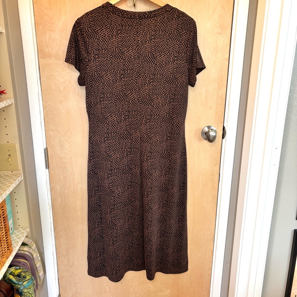 Croft & Barrow Brown Animal Print Midi Dress Size XL Office Church Travel Event - Picture 5 of 9